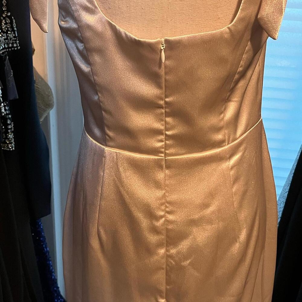 Gold Square Neck Cap Sleeve Sundress for Weddings - Picture 4 of 7